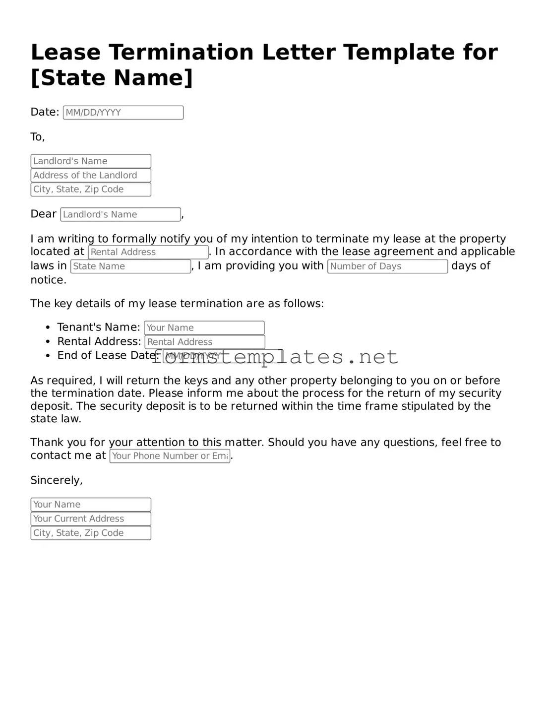 Attorney-Verified Lease Termination Letter Form