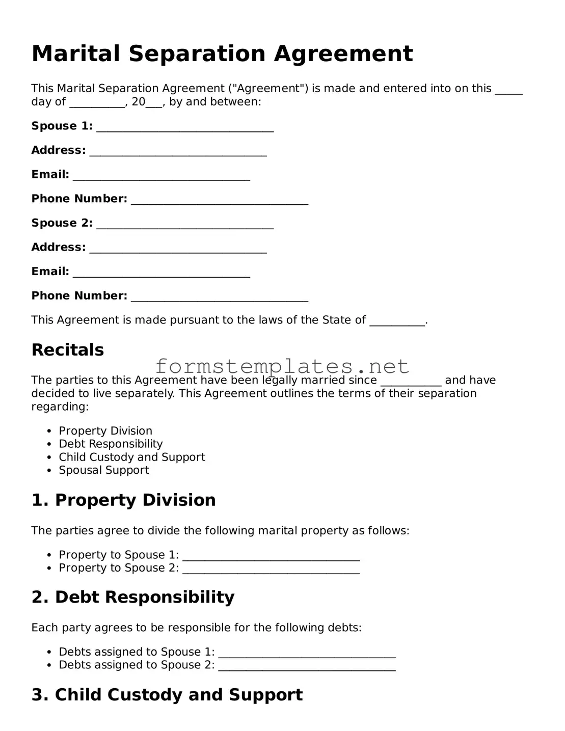 Attorney-Verified Marital Separation Agreement Form