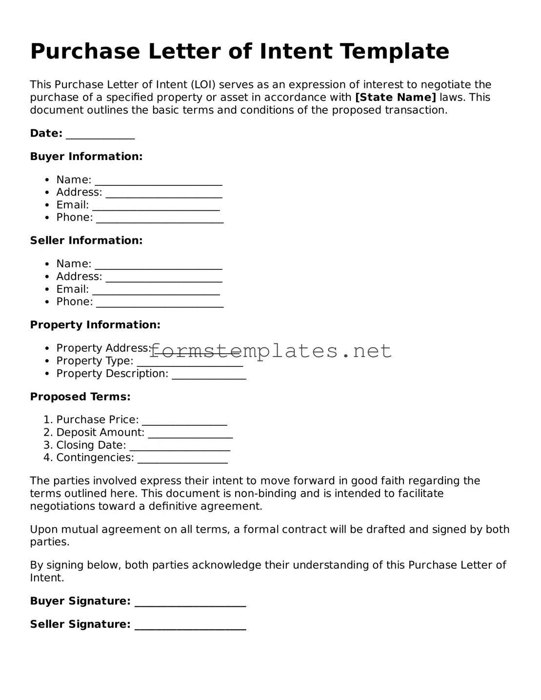 Attorney-Verified Purchase Letter of Intent Form