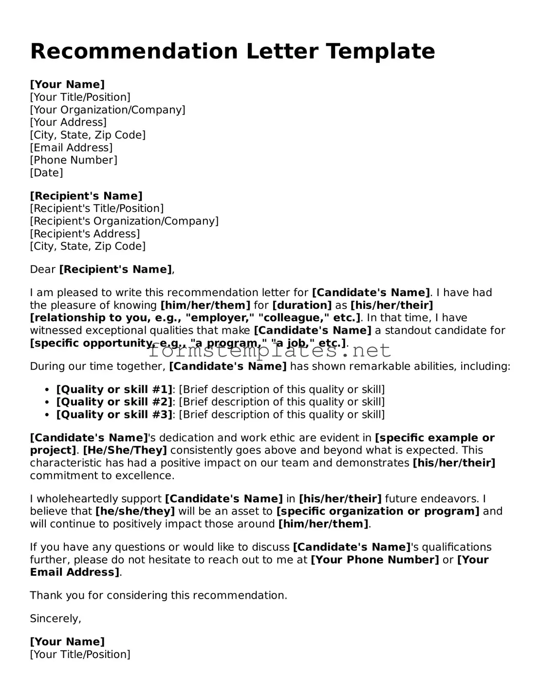 Attorney-Verified Recommendation Letter Form