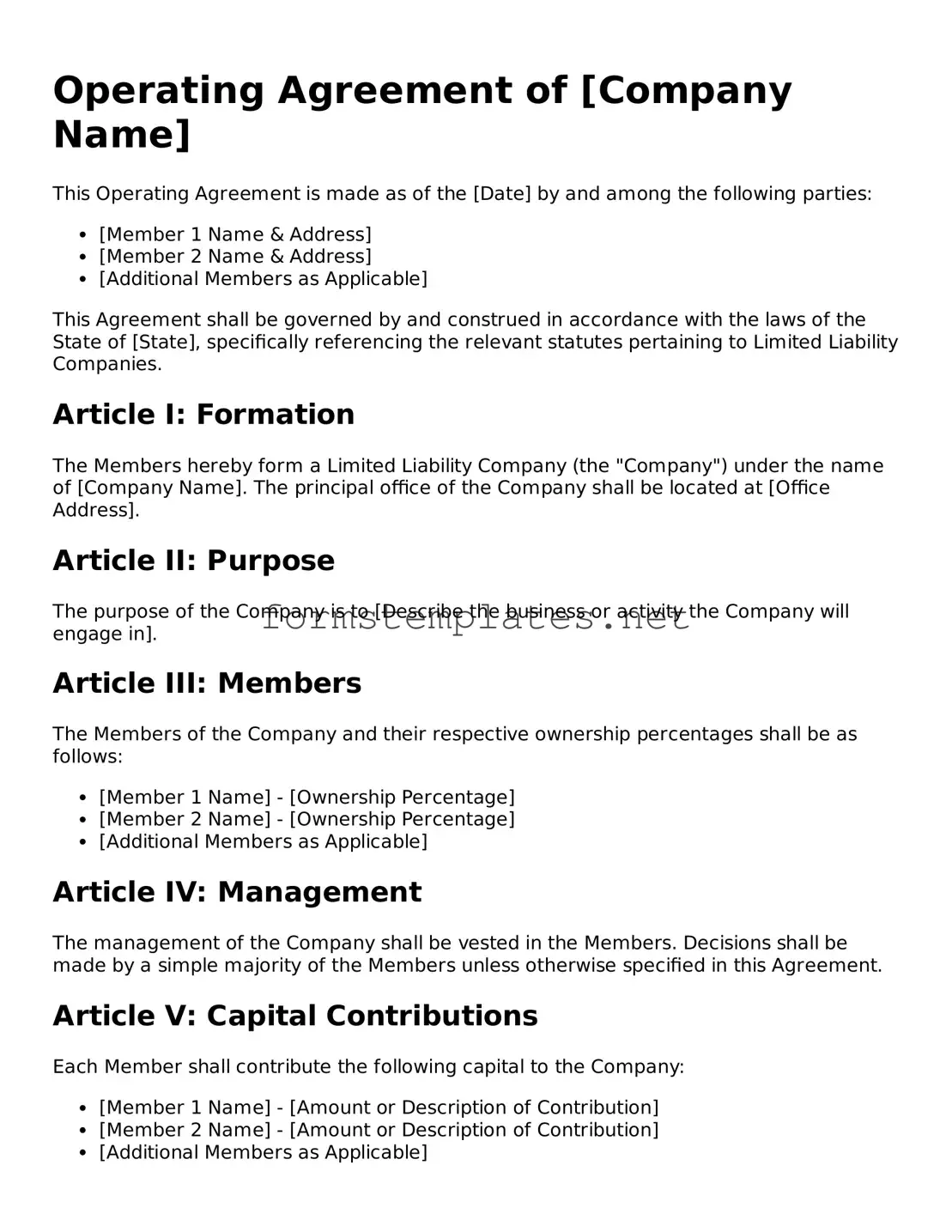 Attorney-Verified Operating Agreement Form