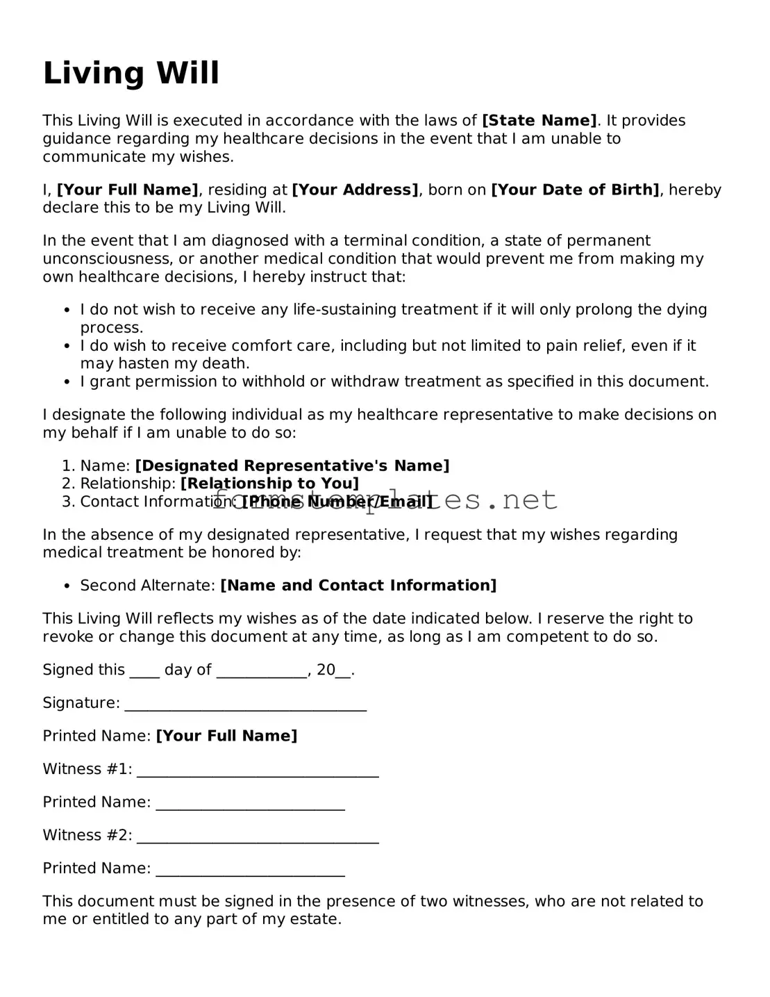 Attorney-Verified Living Will Form