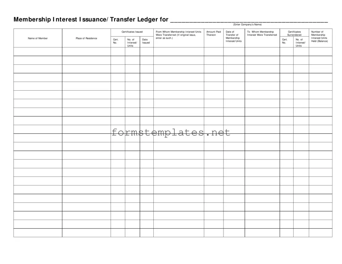 Free Membership Ledger Template