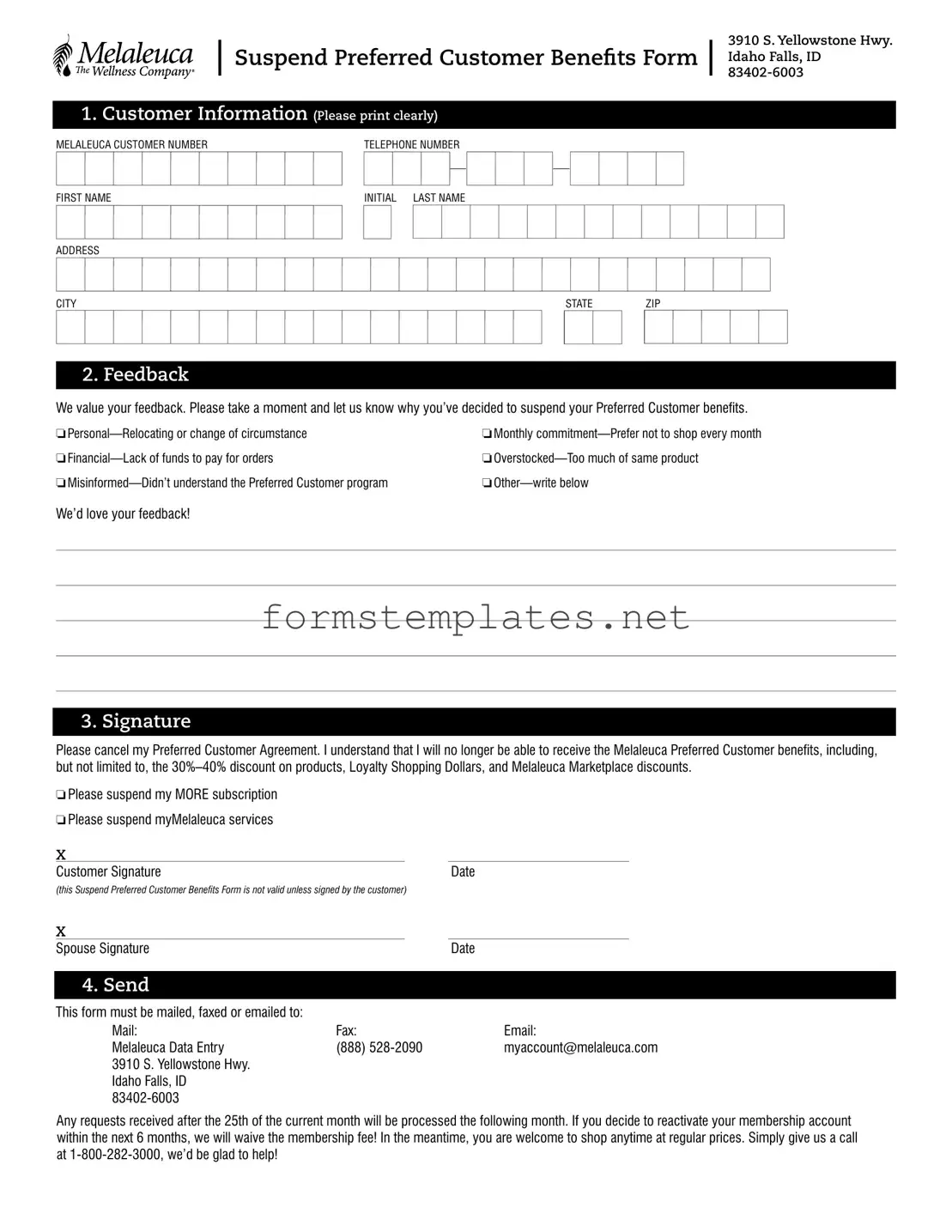 Free Melaleuca Cancellation Template