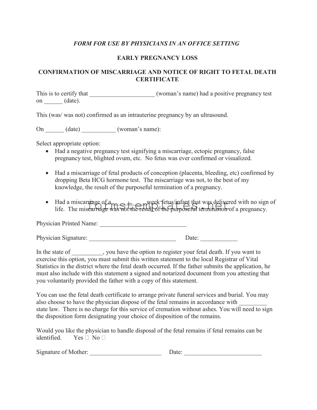 Free Miscarriage Discharge Paper Template