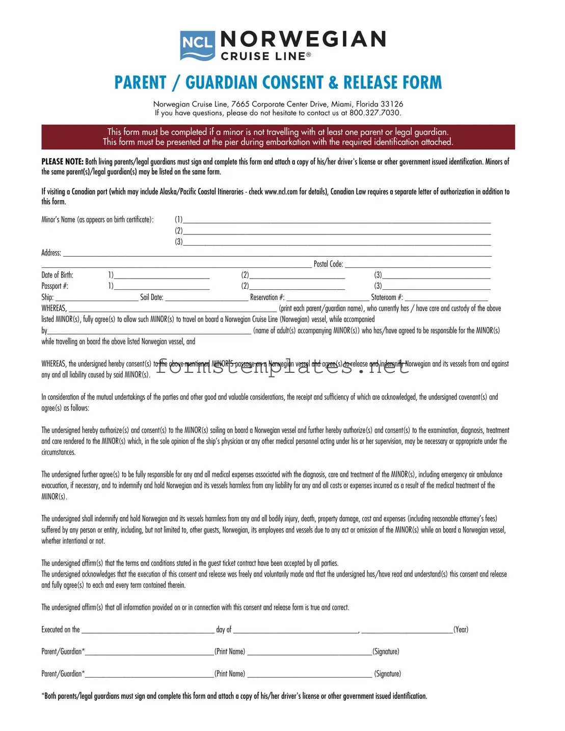 Free NCL Parental Consent Template