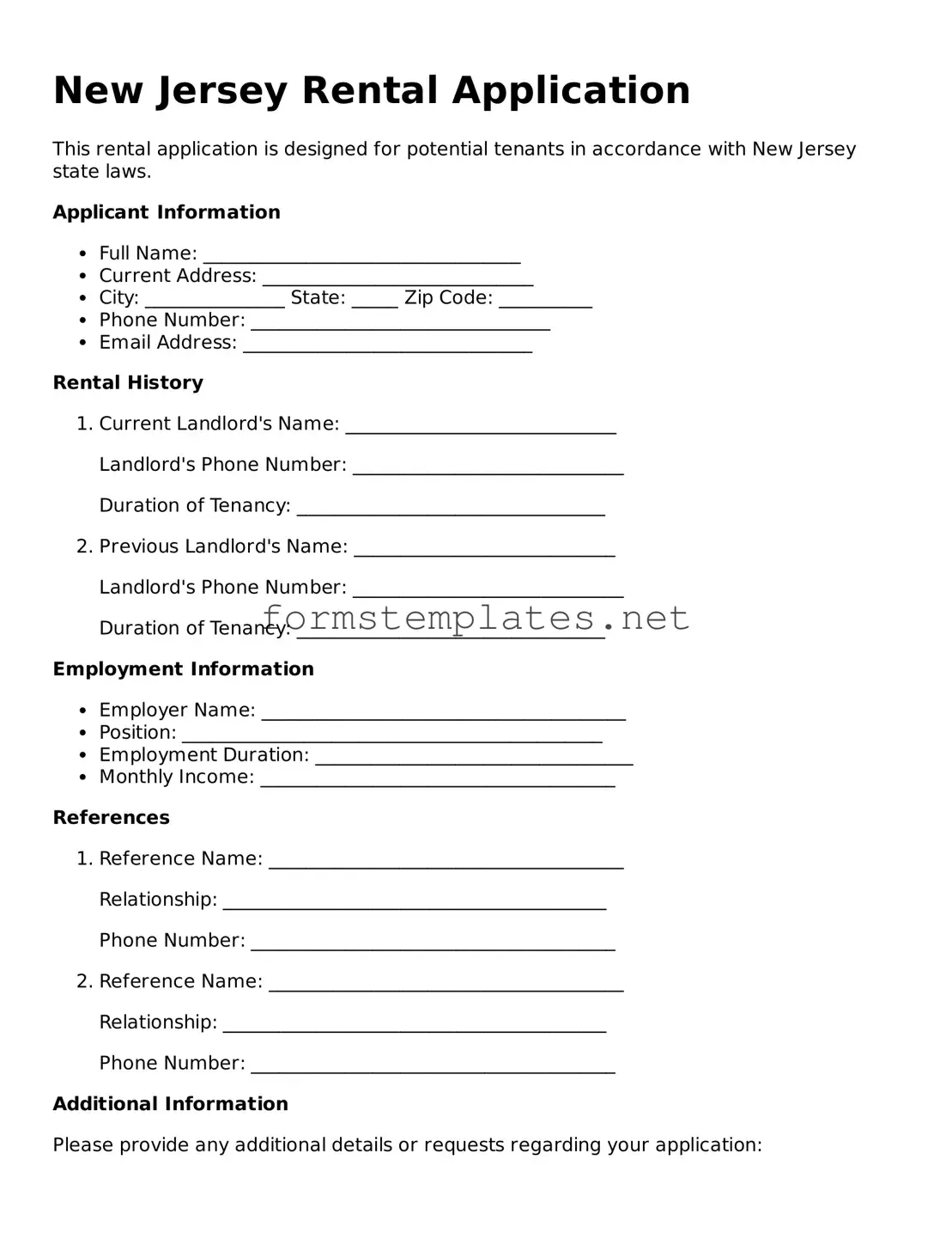 Attorney-Approved New Jersey Rental Application Template
