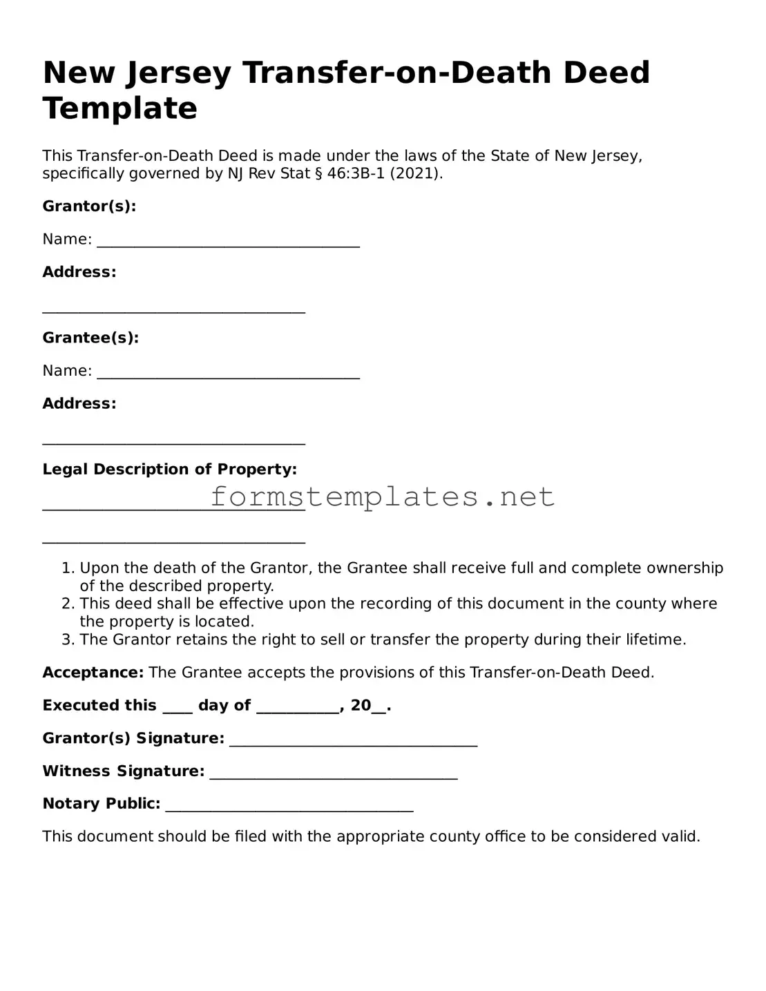 Attorney-Approved New Jersey Transfer-on-Death Deed Template