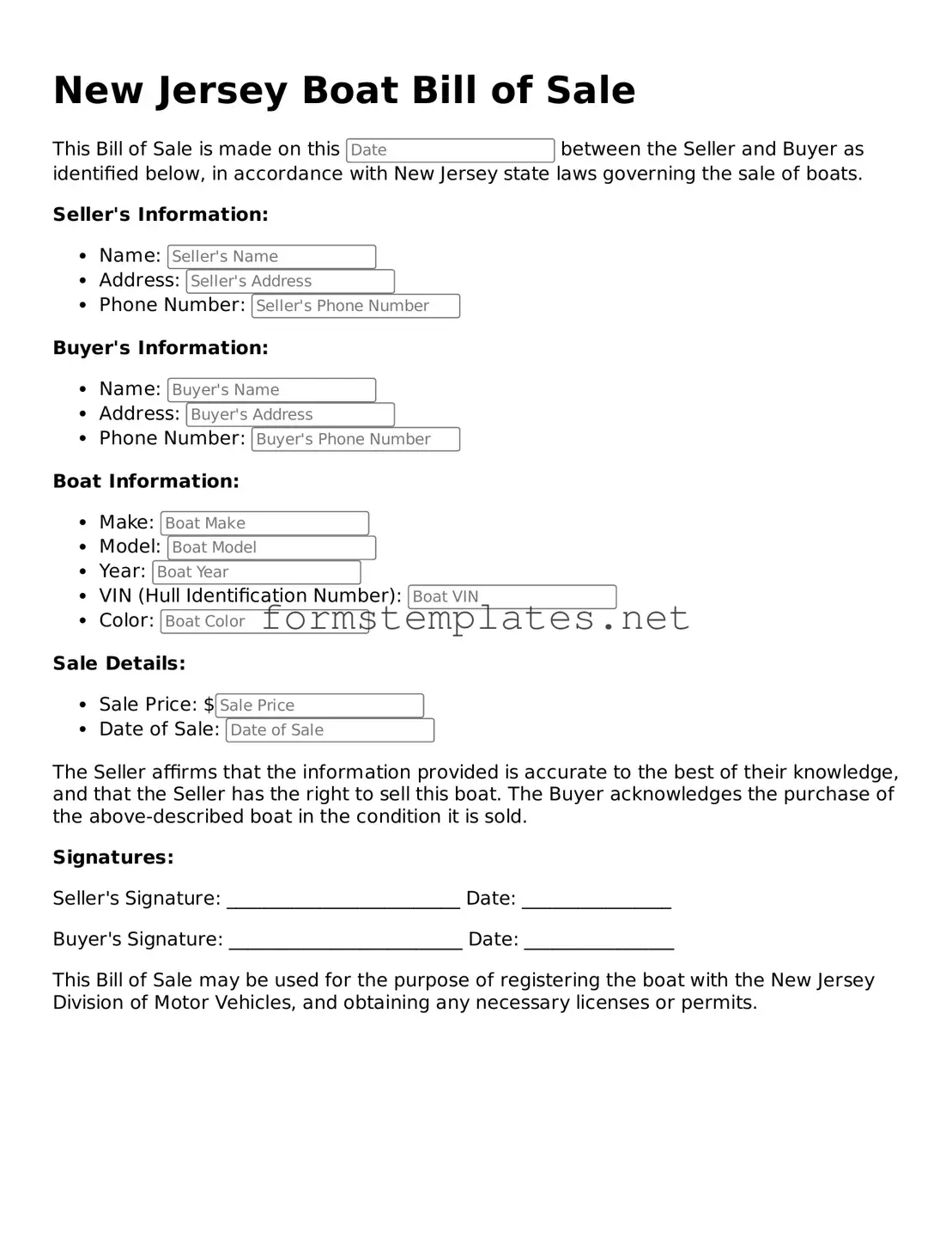 Attorney-Approved New Jersey Boat Bill of Sale Template