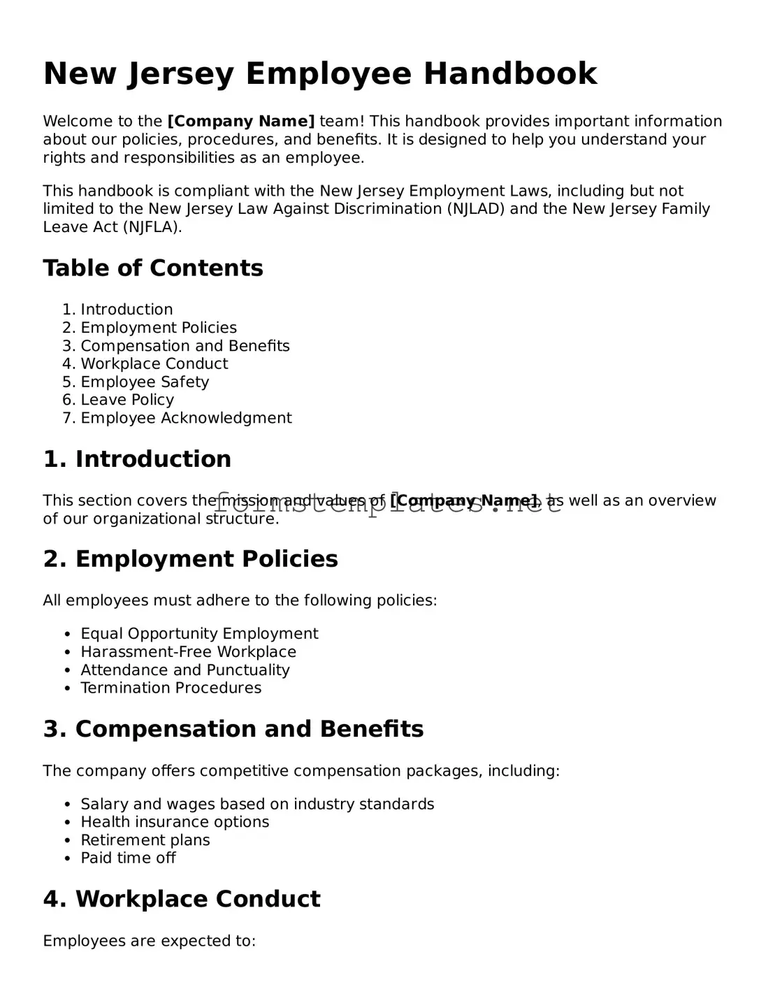 Attorney-Approved New Jersey Employee Handbook Template