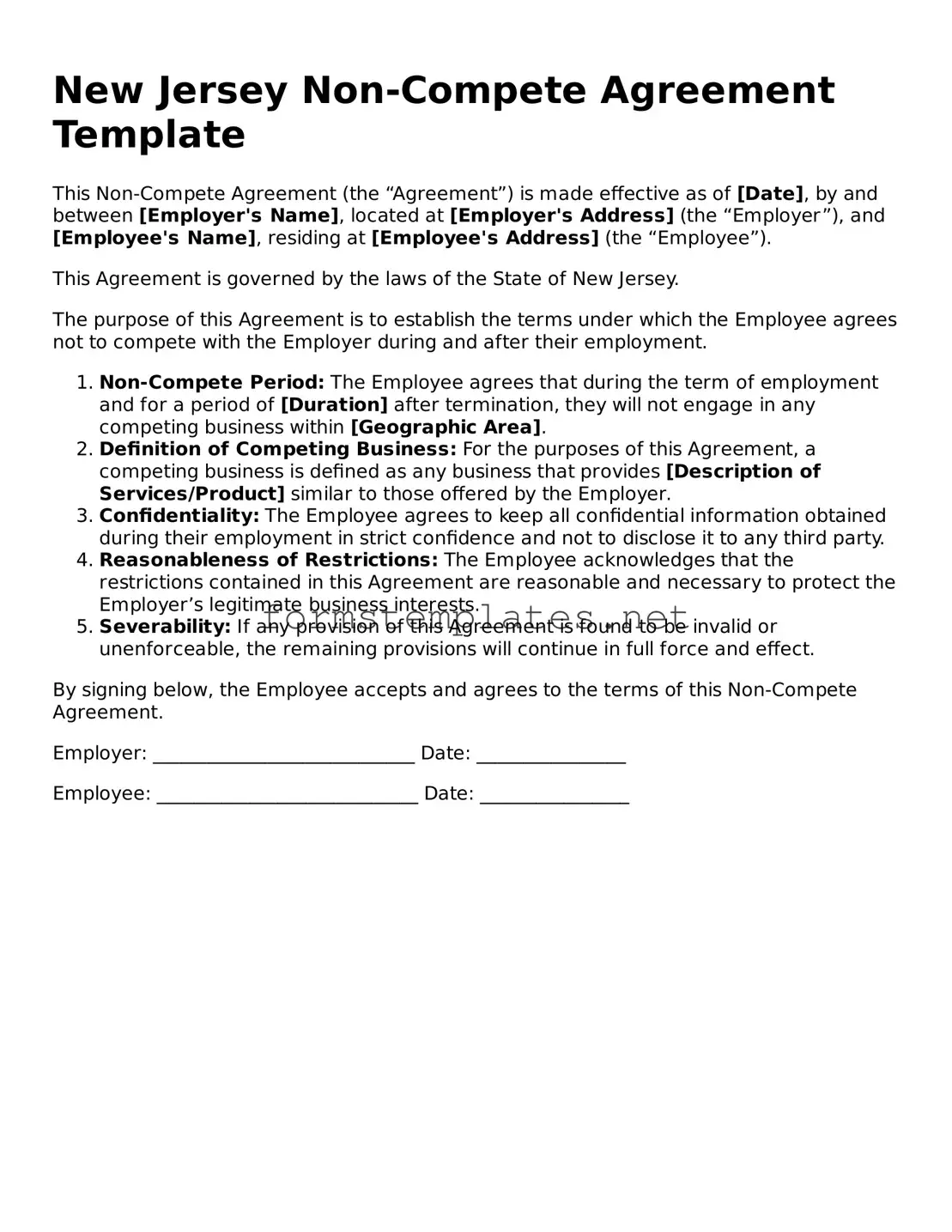 Attorney-Approved New Jersey Non-compete Agreement Template