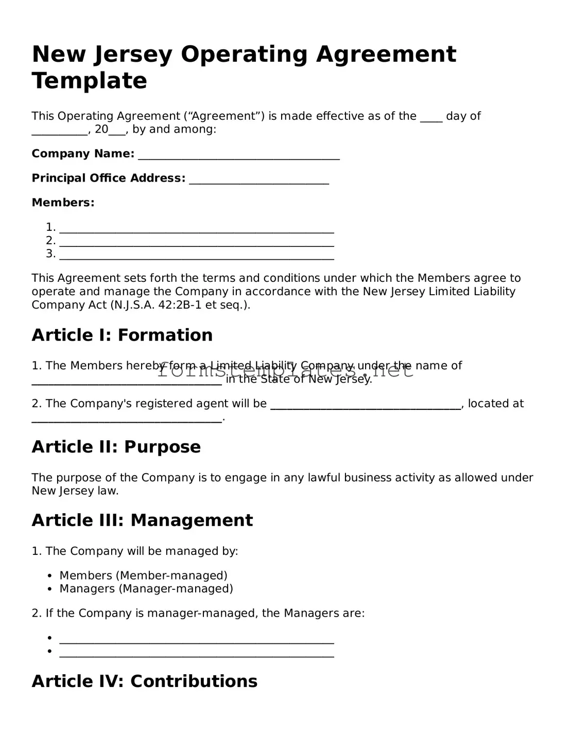 Attorney-Approved New Jersey Operating Agreement Template