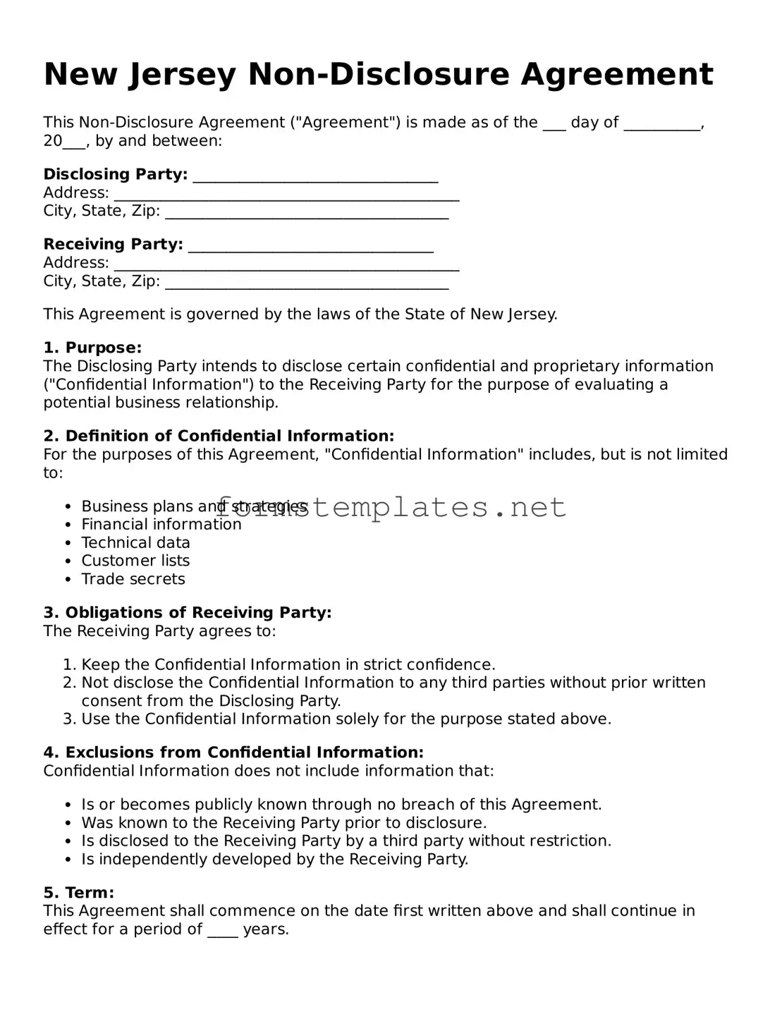 Attorney-Approved New Jersey Non-disclosure Agreement Template