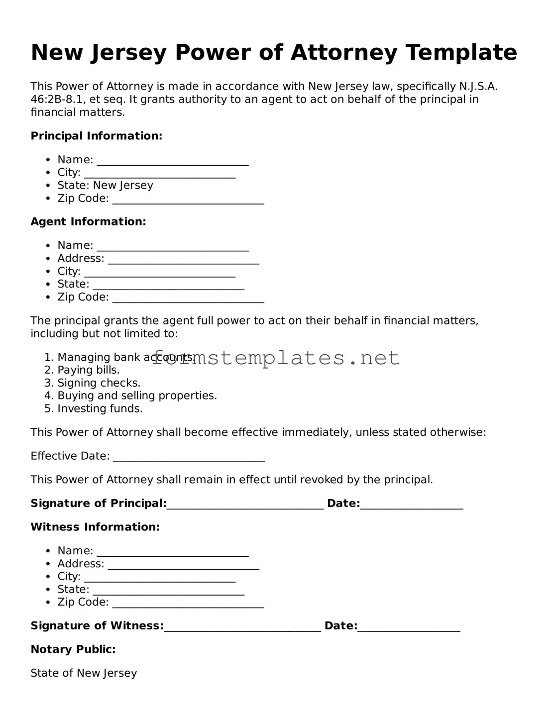 Attorney-Approved New Jersey Power of Attorney Template