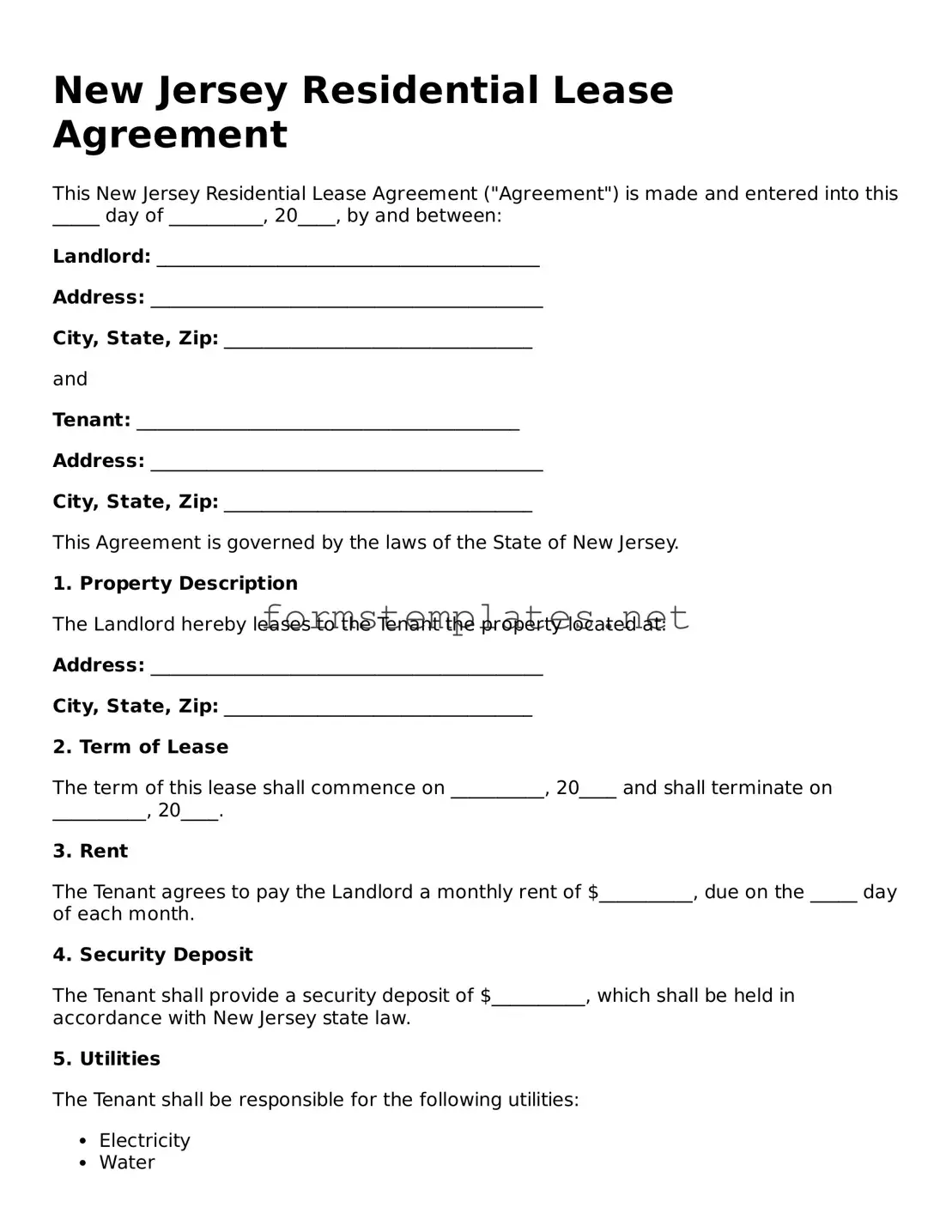 Attorney-Approved New Jersey Residential Lease Agreement Template