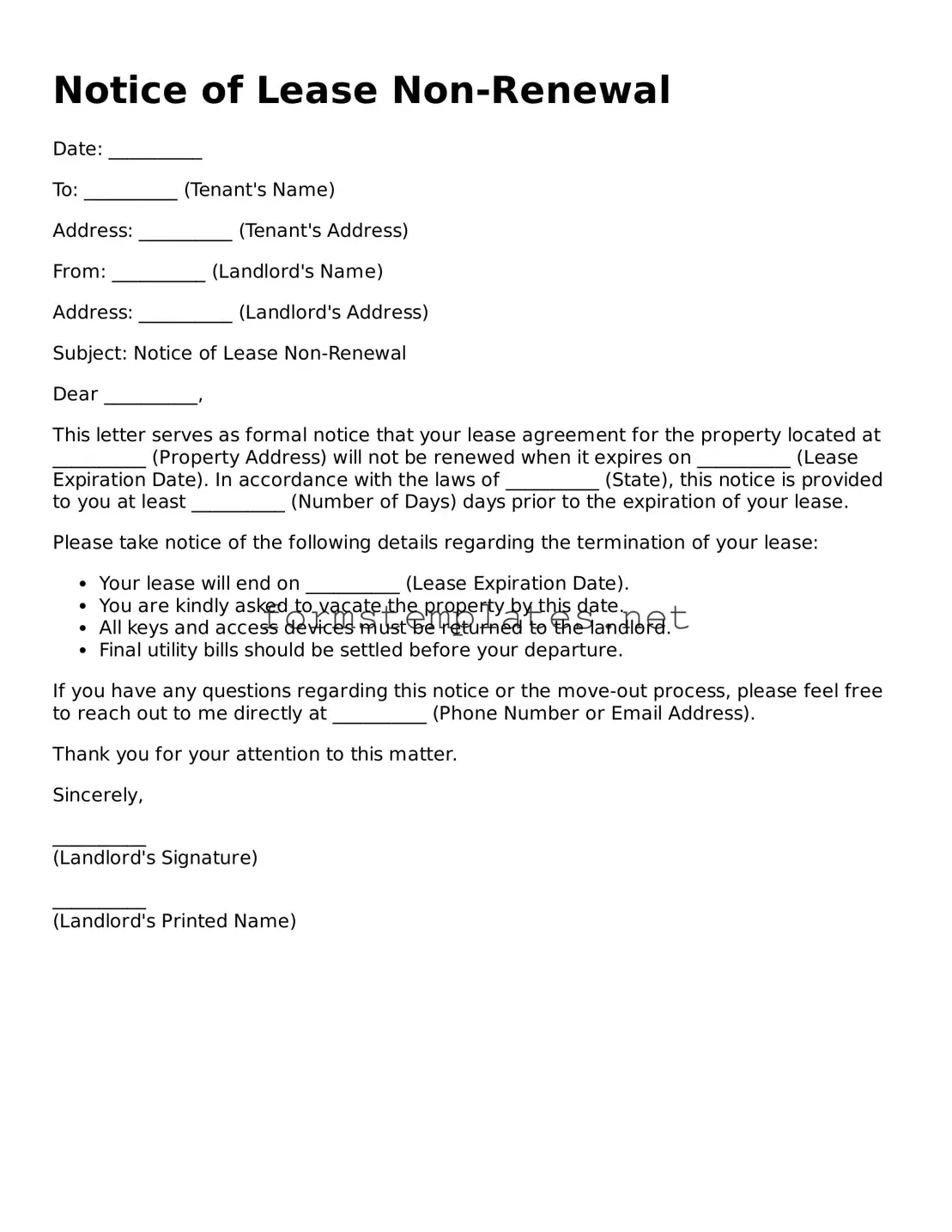 Attorney-Verified Notice of Lease Non-Renewal Form