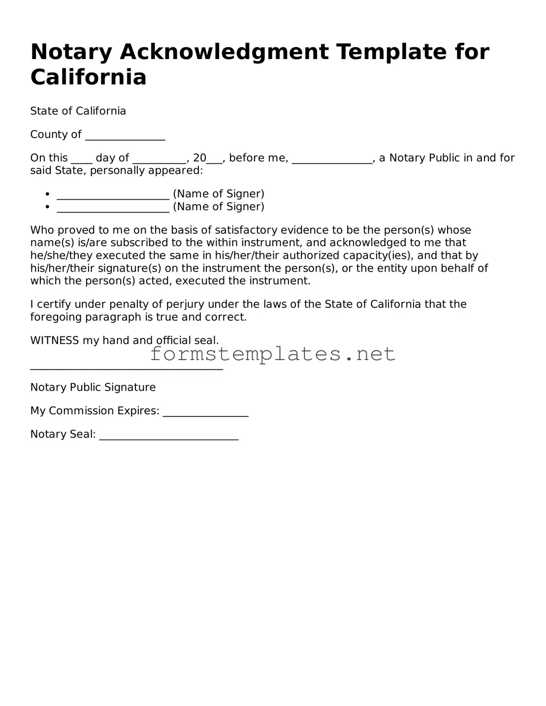 Attorney-Verified Notary Acknowledgement Form
