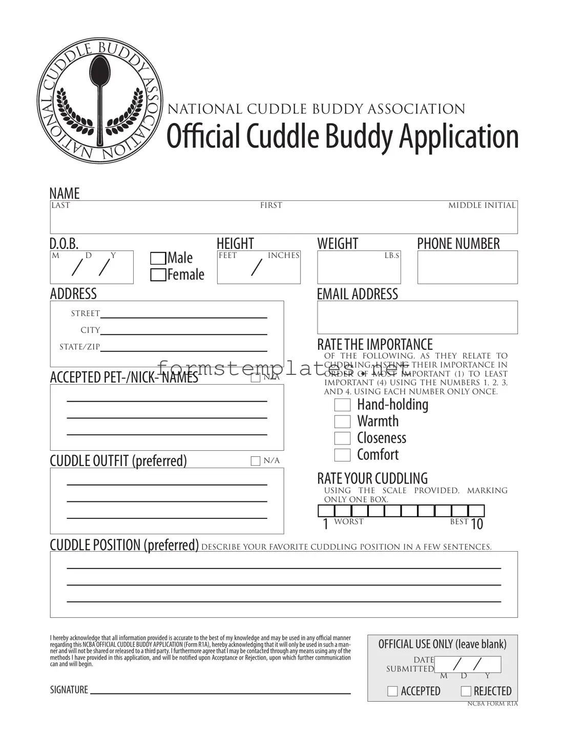 Free Cuddle Buddy Application Template