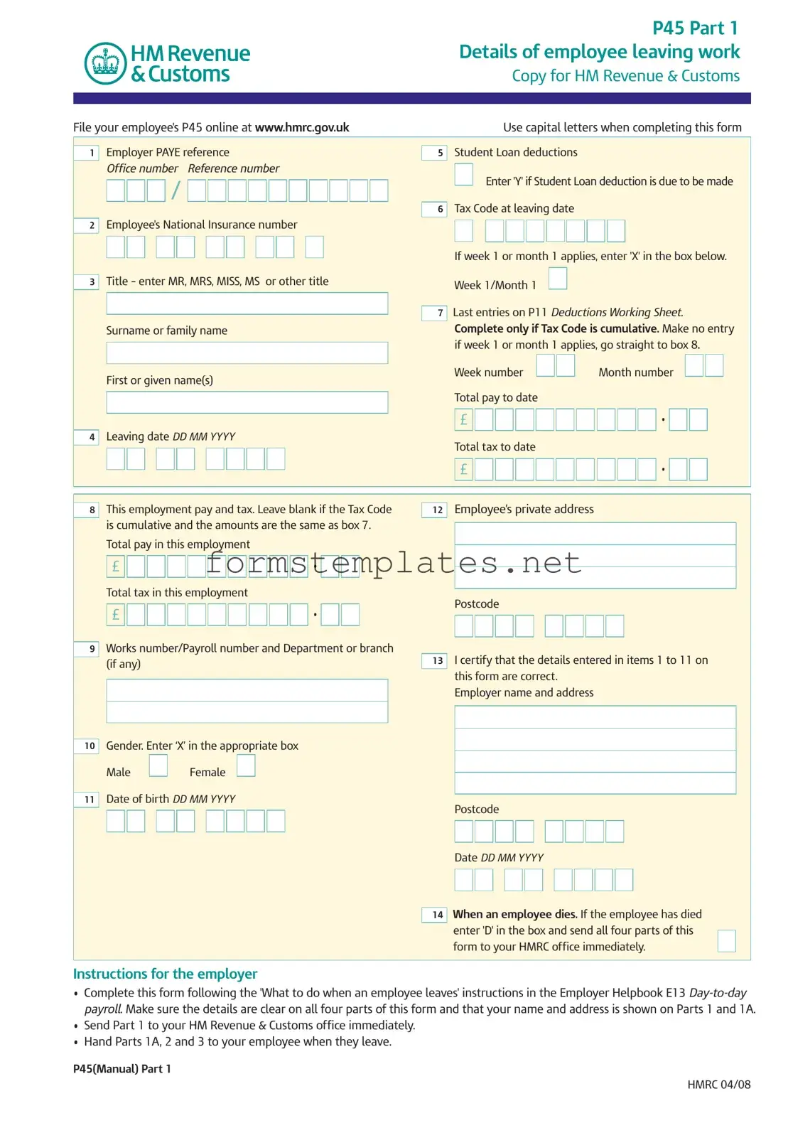 Free P 45 It Template