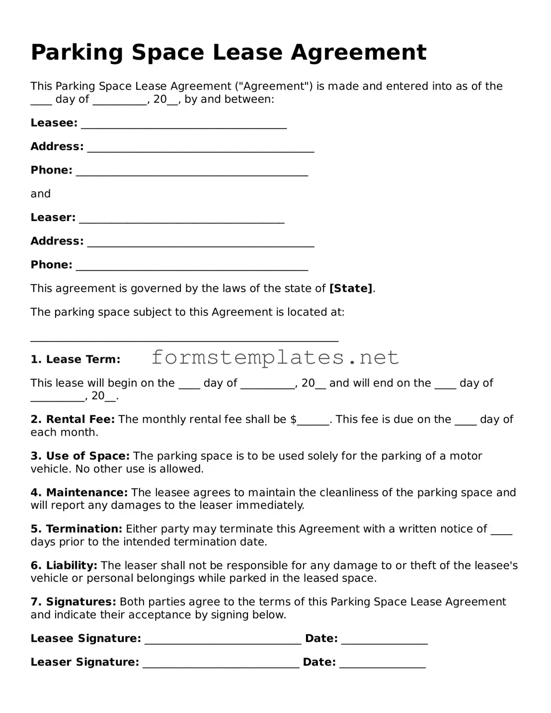 Attorney-Verified Parking Space Lease Agreement Form