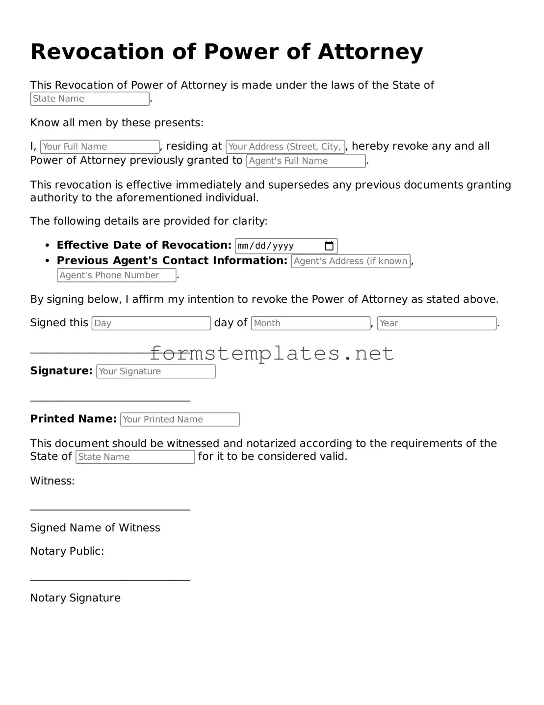 Attorney-Verified Revocation of Power of Attorney Form