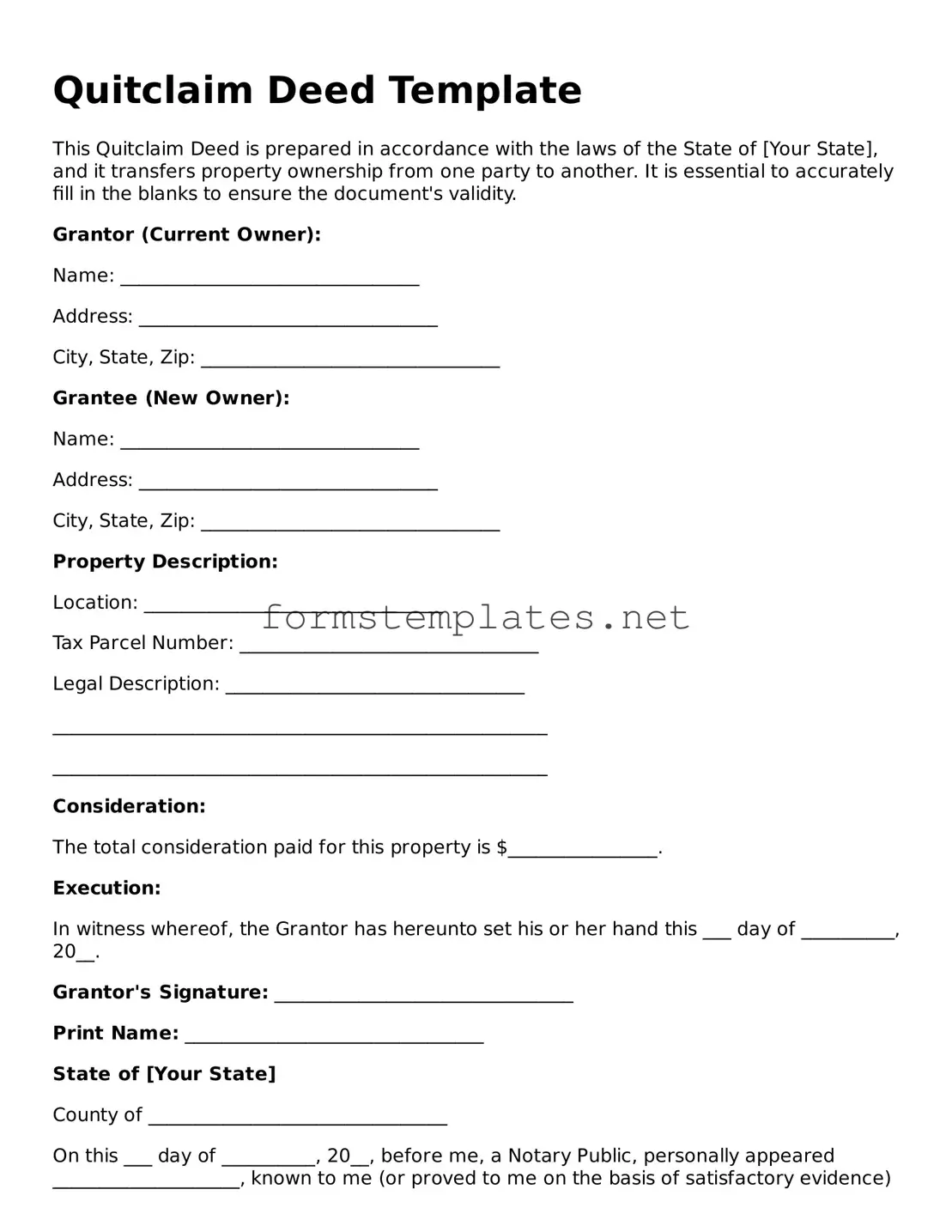 Attorney-Verified Quitclaim Deed Form