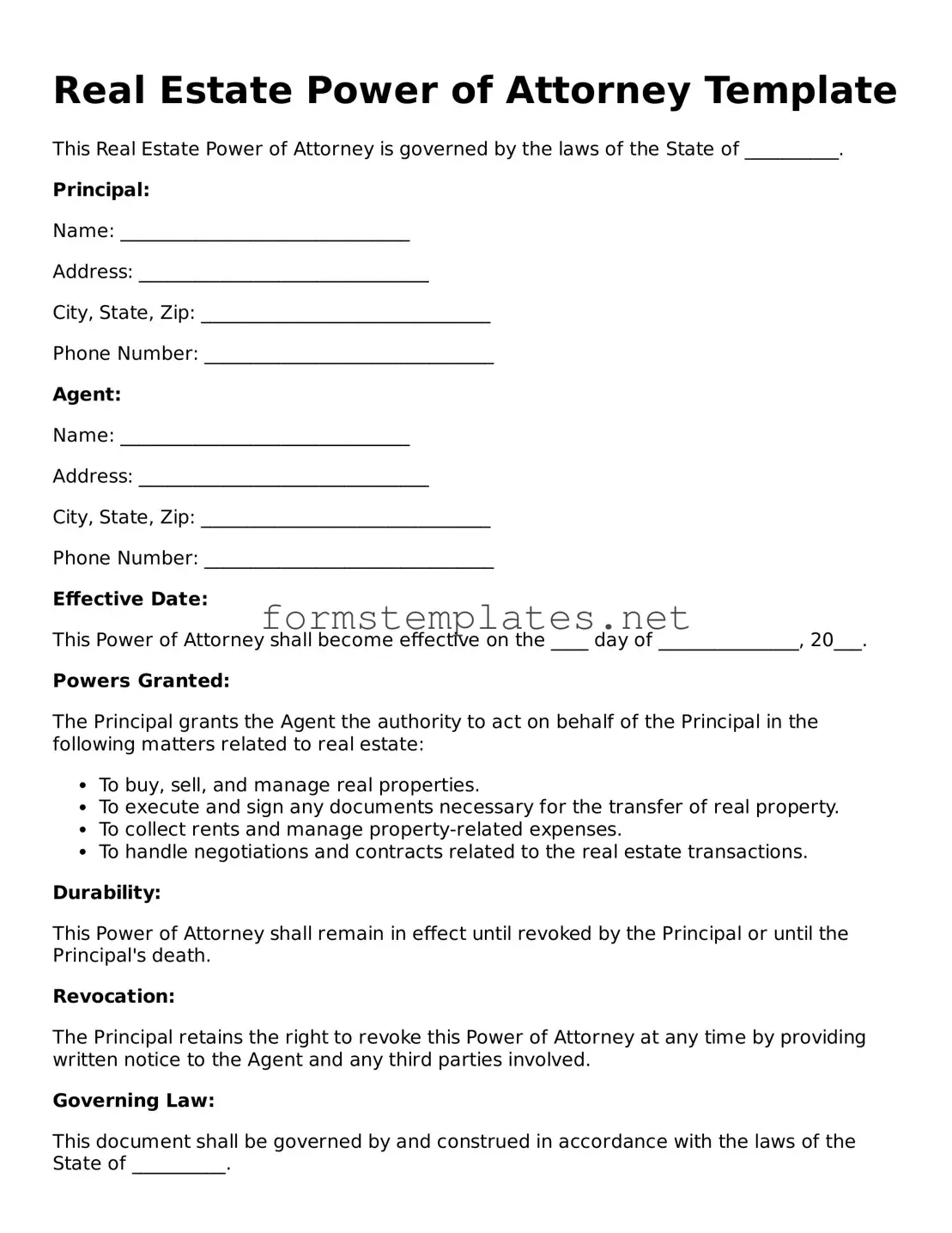Attorney-Verified Real Estate Power of Attorney Form