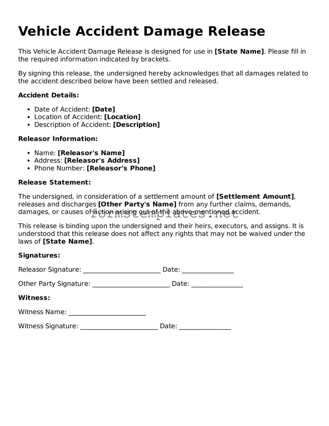Attorney-Verified Vehicle Accident Damage Release Form