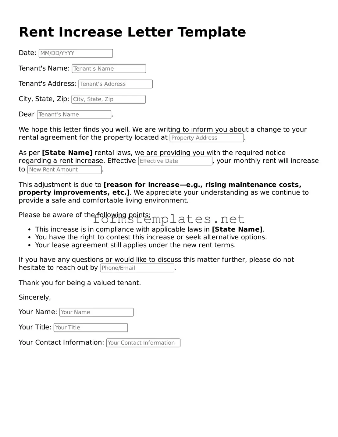 Attorney-Verified Rent Increase Letter Form