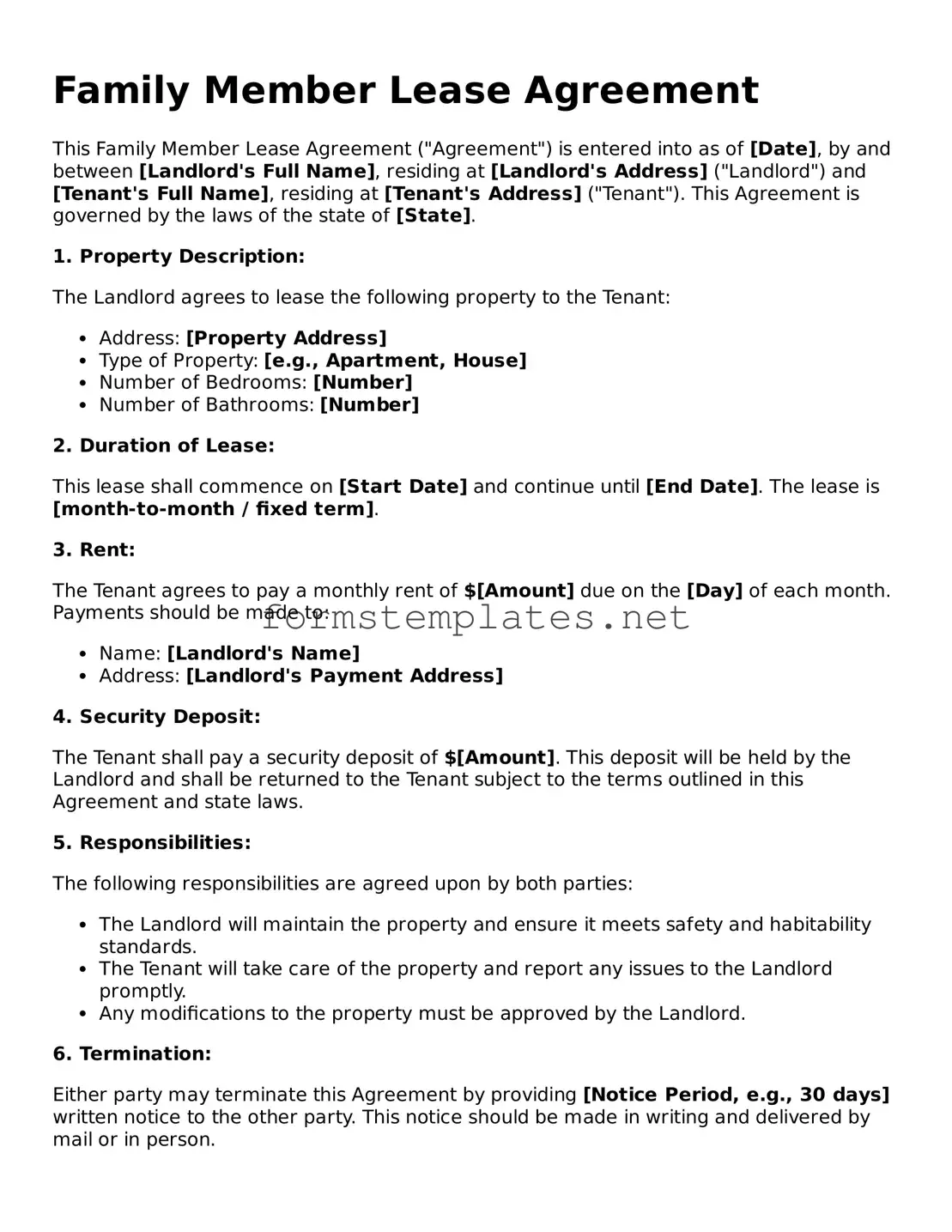 Attorney-Verified Family Member Lease Agreement Form