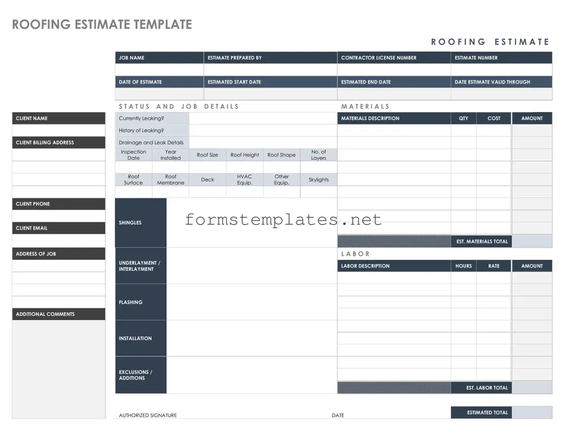 Free Roofing Estimate Template