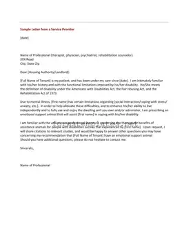Free Emotional Support Animal Letter Template