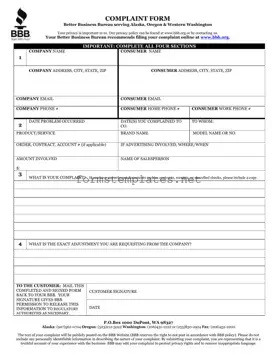 Free Bbb Complaint Template
