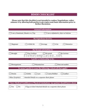 Free Bdsm Checklist Template