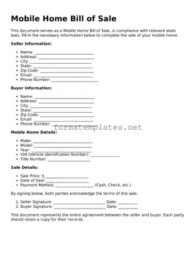 Attorney-Verified Mobile Home Bill of Sale Form