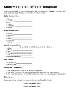 Attorney-Verified Snowmobile Bill of Sale Form