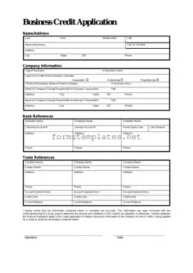Free Business Credit Application Template