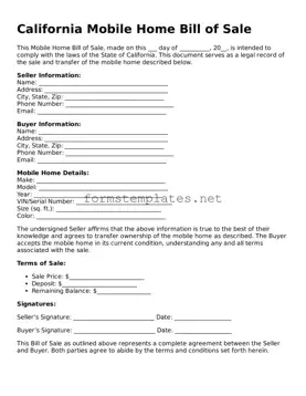 Attorney-Approved California Mobile Home Bill of Sale Template