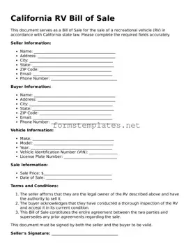 Attorney-Approved California RV Bill of Sale Template