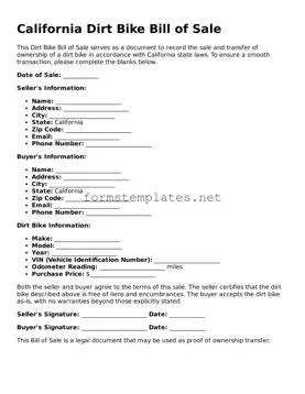 Attorney-Approved California Dirt Bike Bill of Sale Template