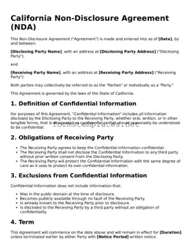 Attorney-Approved California Non-disclosure Agreement Template