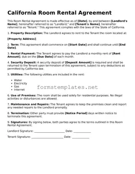 Attorney-Approved California Room Rental Agreement Template