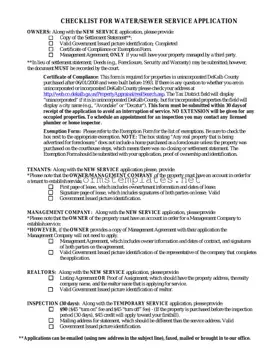Free Dekalb County Water Application Template