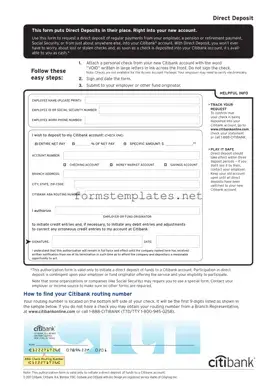 Free Citibank Direct Deposit Template