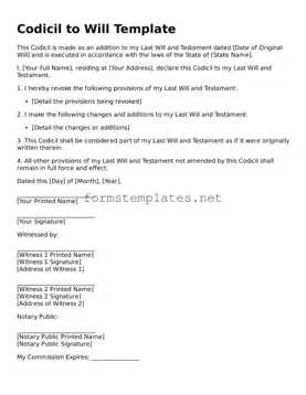 Attorney-Verified Codicil to Will Form