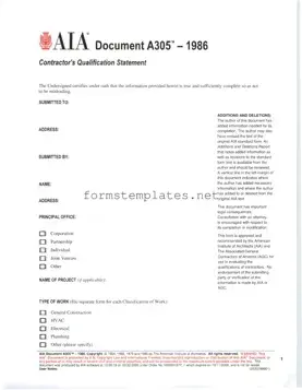 Free AIA A305 Template