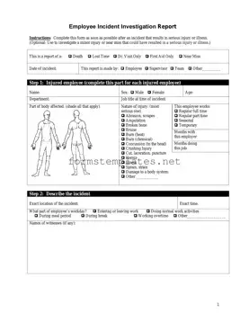 Free Employee Accident Report Template