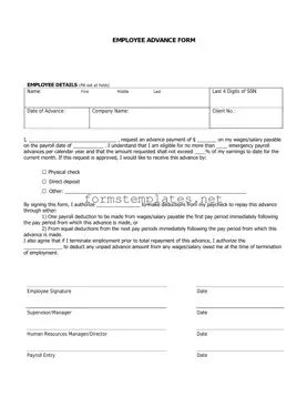 Free Employee Advance Template