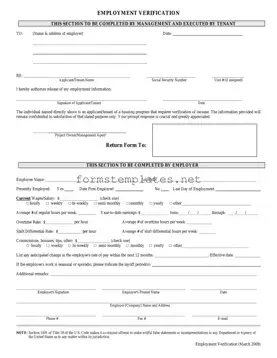 Free Employment verification form Template
