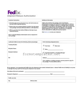 Free Fedex Release Template